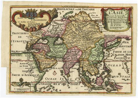 Wall Décor Home Décor MP425 17th Century Antique Map of Asia 1700 Map Of The Coastes Of Asia Old ...