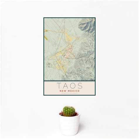 Taos - New Mexico Map Print in Woodblock — JACE Maps