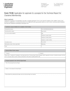 Fillable Online Form TR/M: Application for approval of a synopsis for ...