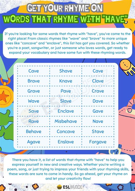 Words that Rhyme with Have to Have Fun Rhyming - ESLBUZZ