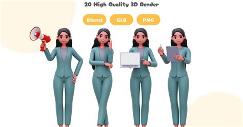 Business Woman 3D Icon Pack — Teletype