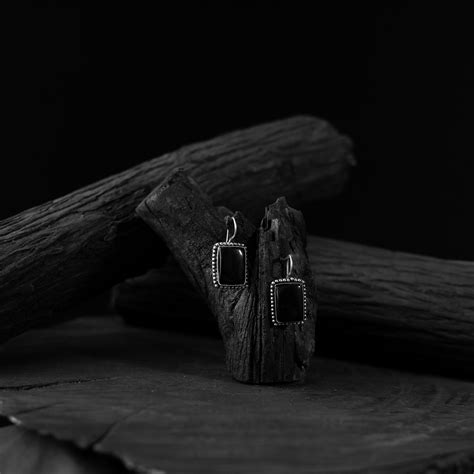 Black Saanjh Bela Square Shape Oxidised Drop Earrings