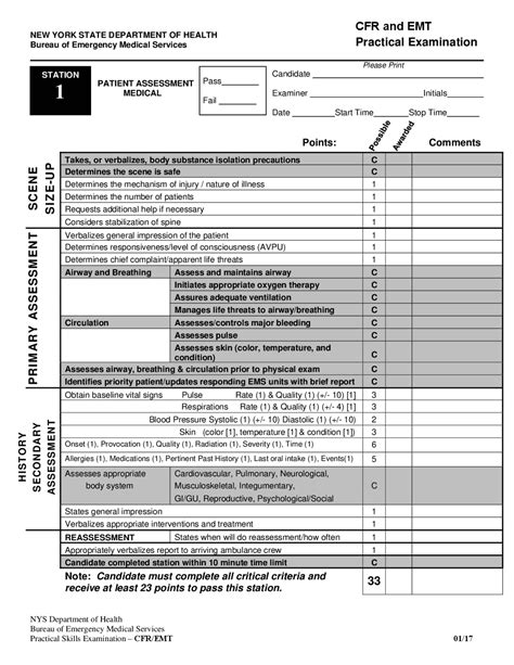 33 CFR and EMT Practical Examination PRIMARY ... | Exams History | Docsity