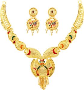 BOGHRA SALES Brass Gold-plated Gold, Multicolor Jewellery Set Price in ...