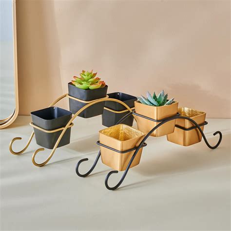 Buy Gloria Set of 3 Metal Planters with Stand from Home Centre at just ...