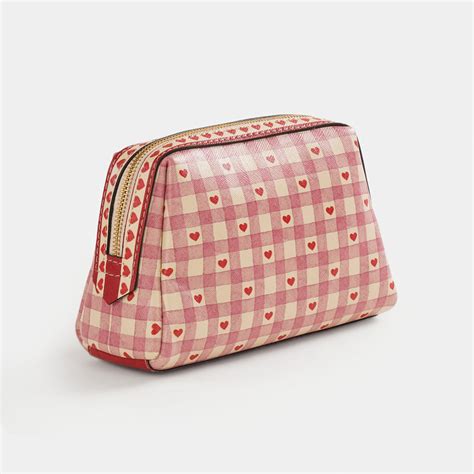 Pink Printed Faux Leather Vanity Pouch - Small