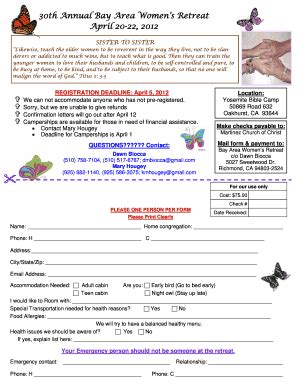 Fillable Online martinezchurchofchrist 2012 Women Retreat Flyer ...