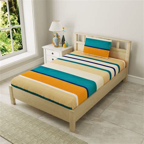 FEATHER SOFT Single Bed Sheet Set with One Pillow Cover Multicolor ...