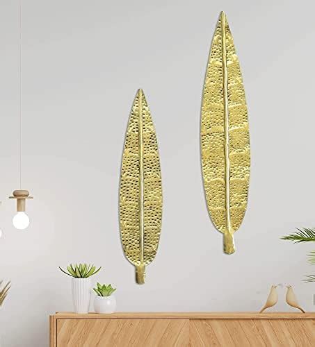 SMAART CRAAFTS Monstera Leaf Wall Art Metal Wall Décor | Golden Copper ...