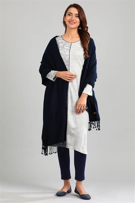 Buy Blue Yarn-dyed Muffler Online for Woman | Shop for Aurelia