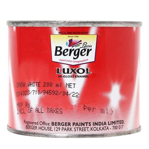 BERGER Luxol Hi Gloss Enamel Smalls-Snow White 200Ml : Amazon.in: Home ...