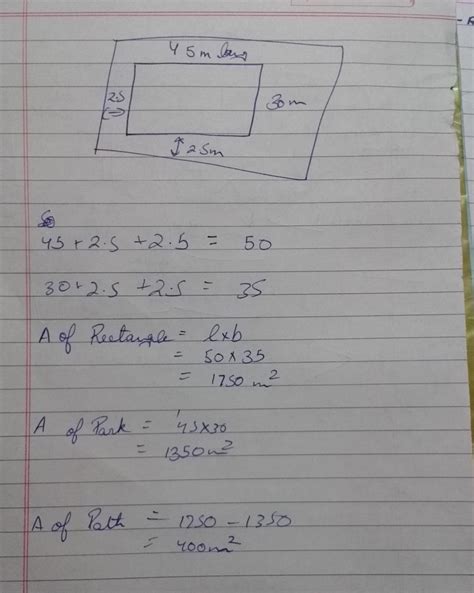 a rectangular Park is 45 M long and 30 M wide apart 2.5 M wide is ...