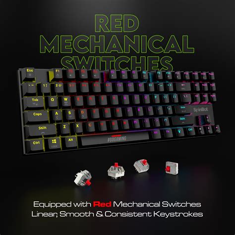 SpinBot Rage MK87 Mechanical Gaming Keyboard - Linear Red Switch | Com