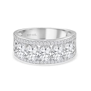 Buy Ornate Jewels 925 Silver American Diamond Half Eternity Cocktail ...