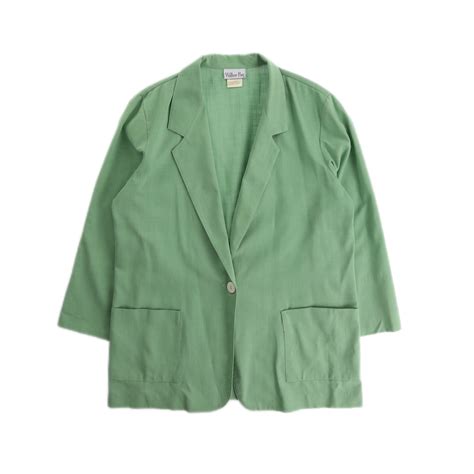 【CUBA】1990s light green easy tailored jacket made in USA -7356- | cv