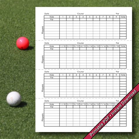 Mini Golf Scorecard | Printable PDF Form | Instant Digital Download - Etsy