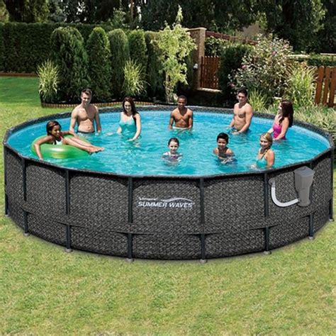 Summer Waves 18-ft x 18-ft x 48-in Steel Wall Panels Round Above-Ground ...