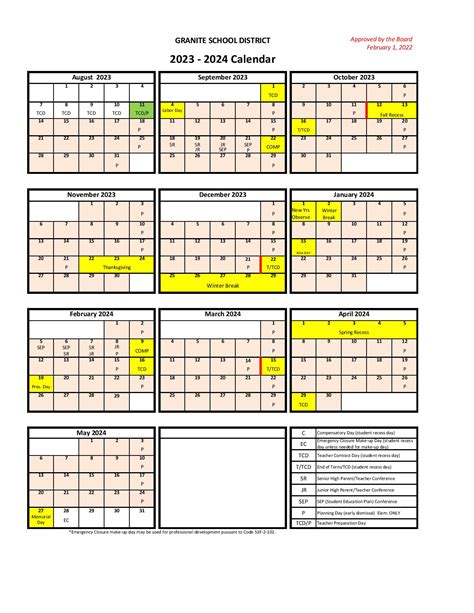 Granite School District Calendar Holidays 2023-2024