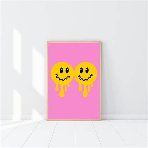 Melty Smiley Face | Smiley Face Print, Digital Download, Retro Smiley ...