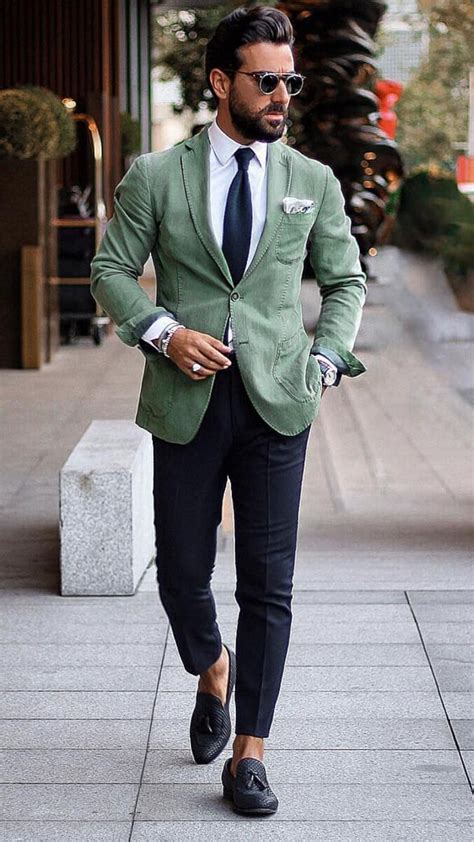 Mens Outfit With Green Blazer at Shawn Wiley blog