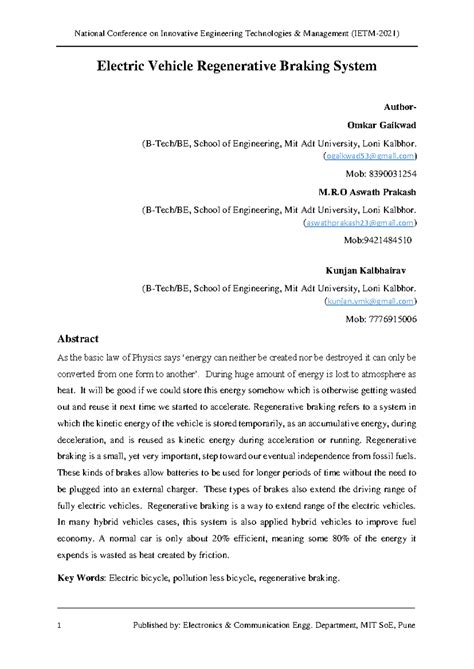 National Conference on Innovative Engineering Tech: Regenerative ...