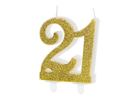 Birthday candle Number 21, gold, 7.5cm - Internet shop :: PartyDeco