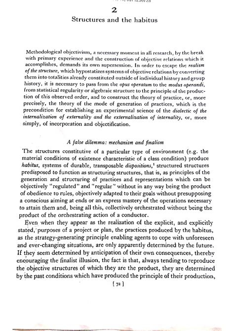 Bourdieu - 2 Structures and the habitus Methodological objectivism, a ...
