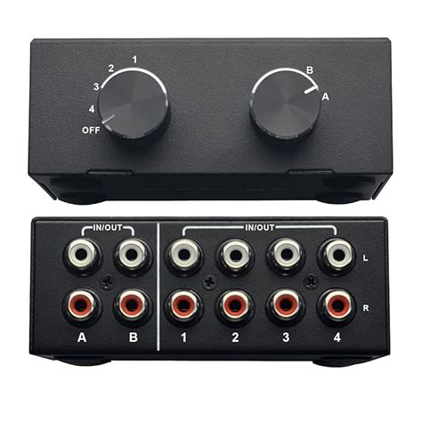 4-Port Bi-Directional RCA Audio Switcher, 4-Way Stereo L/R Sound ...