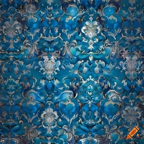 Blue and silver floral wallpaper