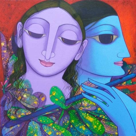 "Untitled 3": Blue Green Acrylic Painting by Prakash Deshmukh | ArtZolo.com