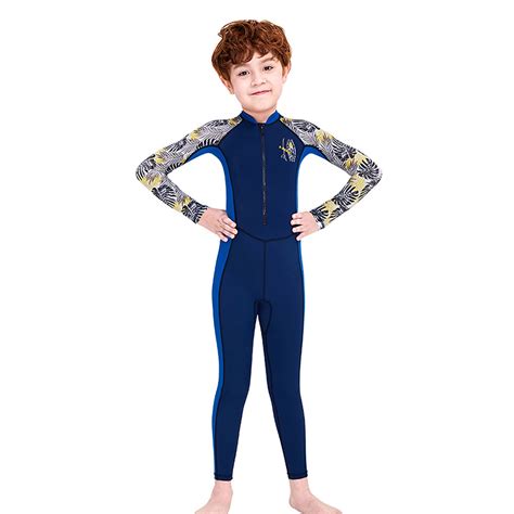 Full Sleeves Kids Swimwear Blue & Dark Blue Palm Leaves printed Sleeves ...