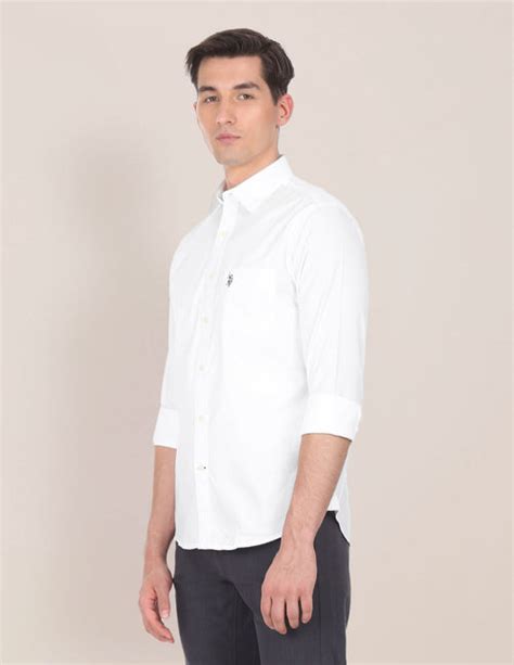 Men White Spread Collar Solid Casual Shirt – U.S. Polo Assn. India