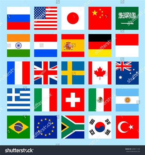Vetor stock de Square Flags Icons Flat Style Countries (livre de ...