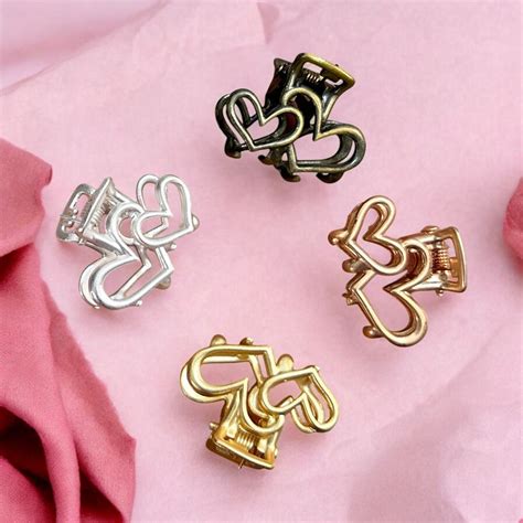 Buy Metal Double Heart Shape Hair Claw Clips for Women Online in India ...