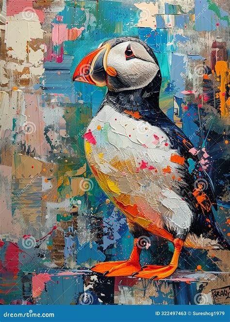 Painting of an Atlantic Puffin Stock Illustration - Illustration of ...