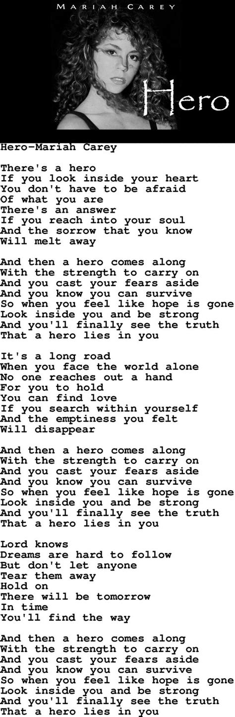 Mariah Carey - Hero #lyrics #strength #quote | Words to cherish ...