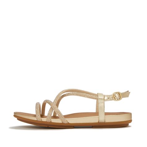 Buy Gracie Crystal Leather Strappy 228-432 Beige-gold Casual online ...