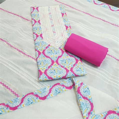 Set 1- 6th June - Ultra soft ikkat printed blue & pink cotton ...