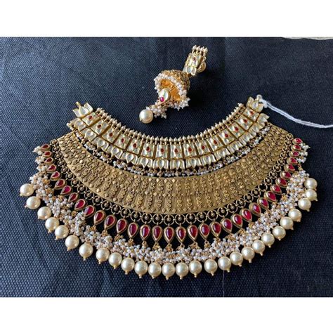 Buy quality 916 hallmarked rajasthani gold antique necklace set from ...