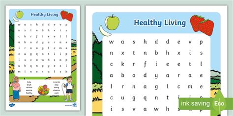 Healthy Living Word Search (teacher made) - Twinkl