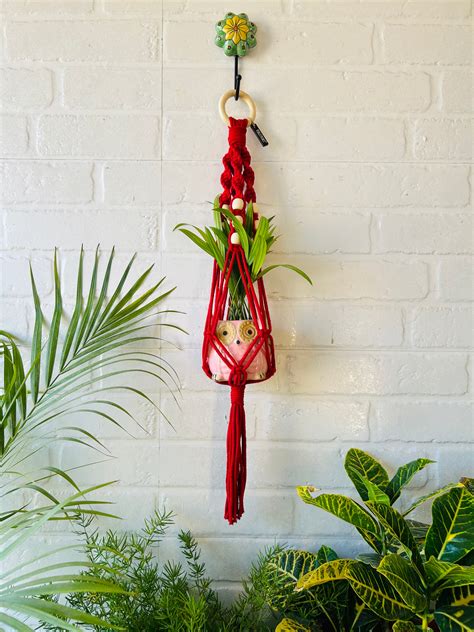 Top Spiral Macrame Plant Hangers with ceramic pots and ceramic hooks ...