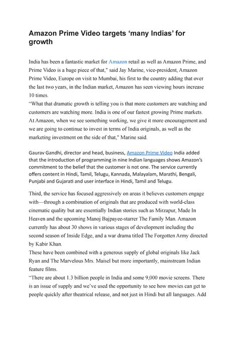 Amazon Prime Video targets - “What that dramatic growth is telling you ...