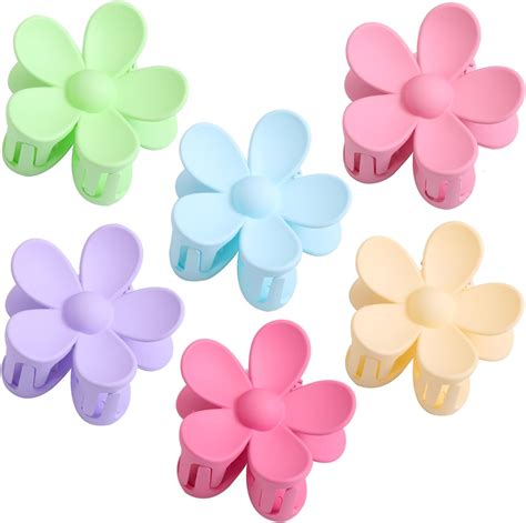 Amazon.com : Flower Hair Clips 6PCS Flower Claw Clips Cute Hair Claw ...
