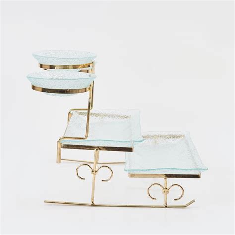 Buy Abaco Barney Glass 3-Tier Serving Platter with Metal Stand from ...