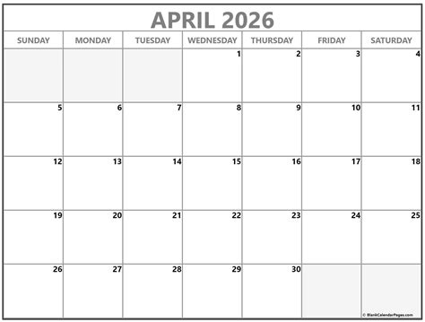 Blank April 2025 Calendar