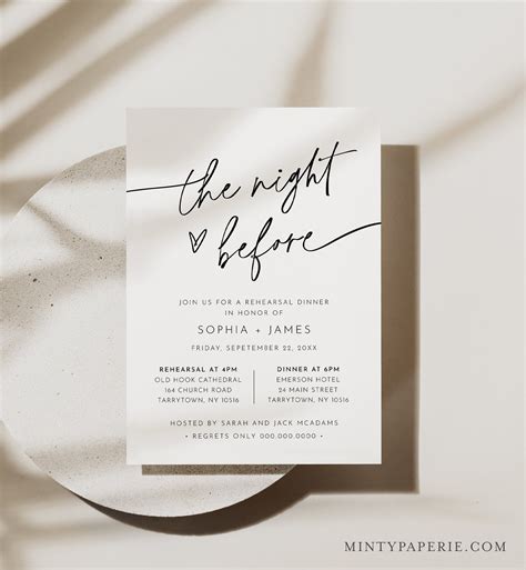 Modern rehearsal dinner invitation template minimalist rehearsal invite ...