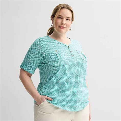 Plus Croft & Barrow® Elbow Sleeve Utility Henley Top