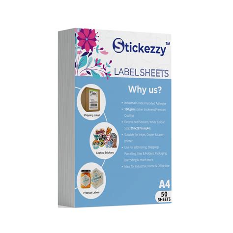 Stickezzy A4 Size White Multipurpose Sticker Paper 150 GSM - Maplitho ...