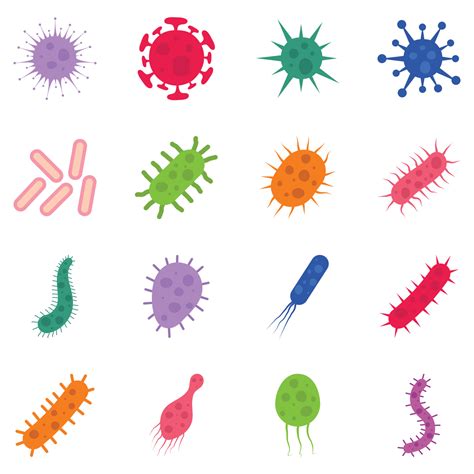 set of bacteria and virus vector illustration in flat style. Disease-causing bacterias, viruses ...