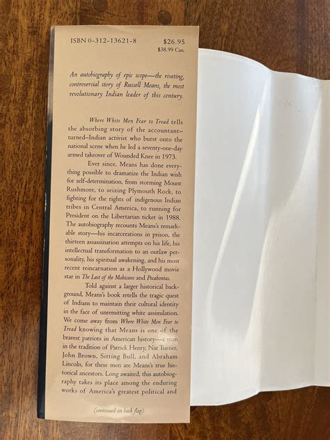 SIGNED Where White Men Fear to Tread Russel Means 1995 HCDJ First Ed ...